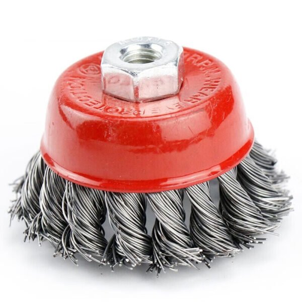 Steel twist knot wire cup brush
